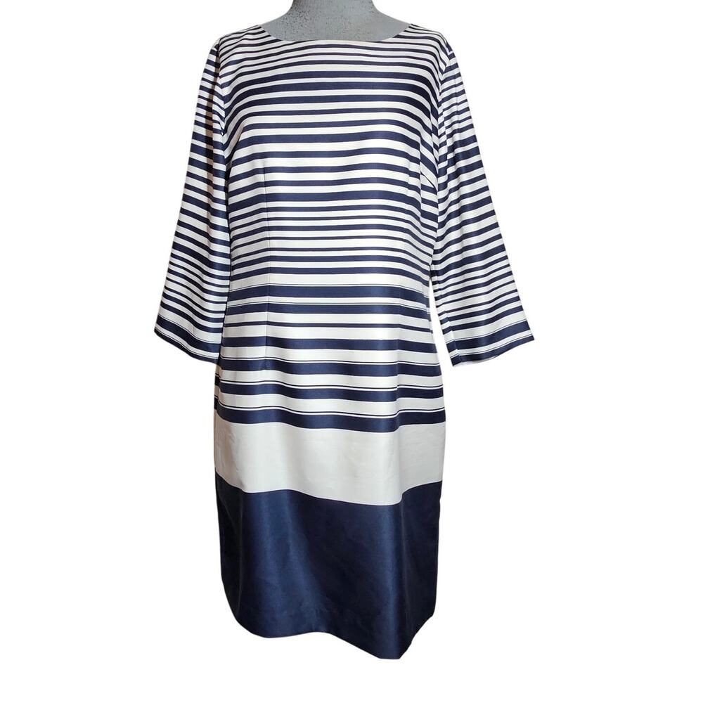 Navy Stripped Knee Length Dress Size Small